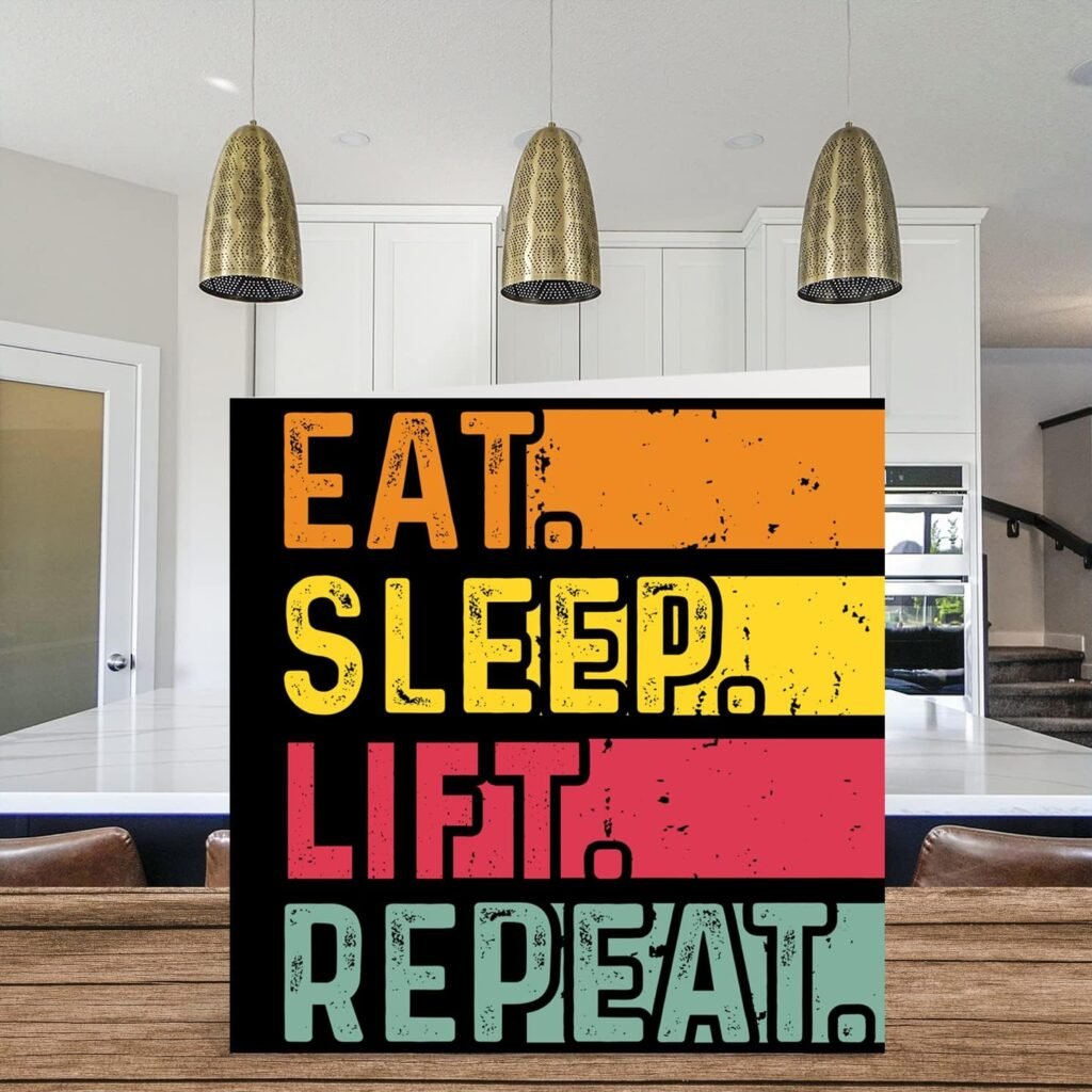 Birthday Card Funny for Her or Him - Eat, Sleep, Lift, Repeat - Happy Birthday Cards for Workout Weight Training Lovers Gifts, 5.7 x 5.7 Inch Birthday Greeting Cards for All Occasions Kids or Adult