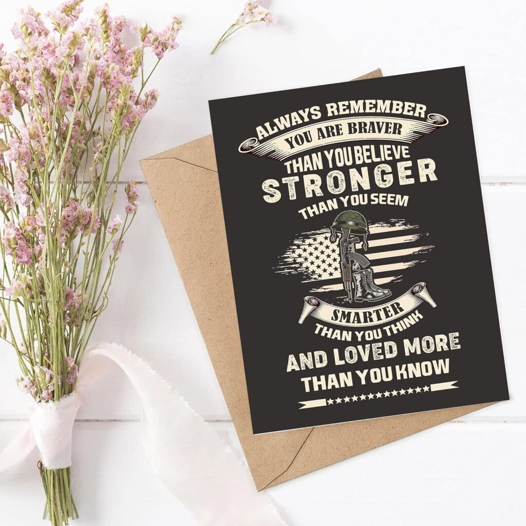Motivational Card For Soldier - Veteran With Envelope - A Great Inspirational Card To Show Appreciation For A Militar On A Special Day - Birthday - Retirement - Graduation