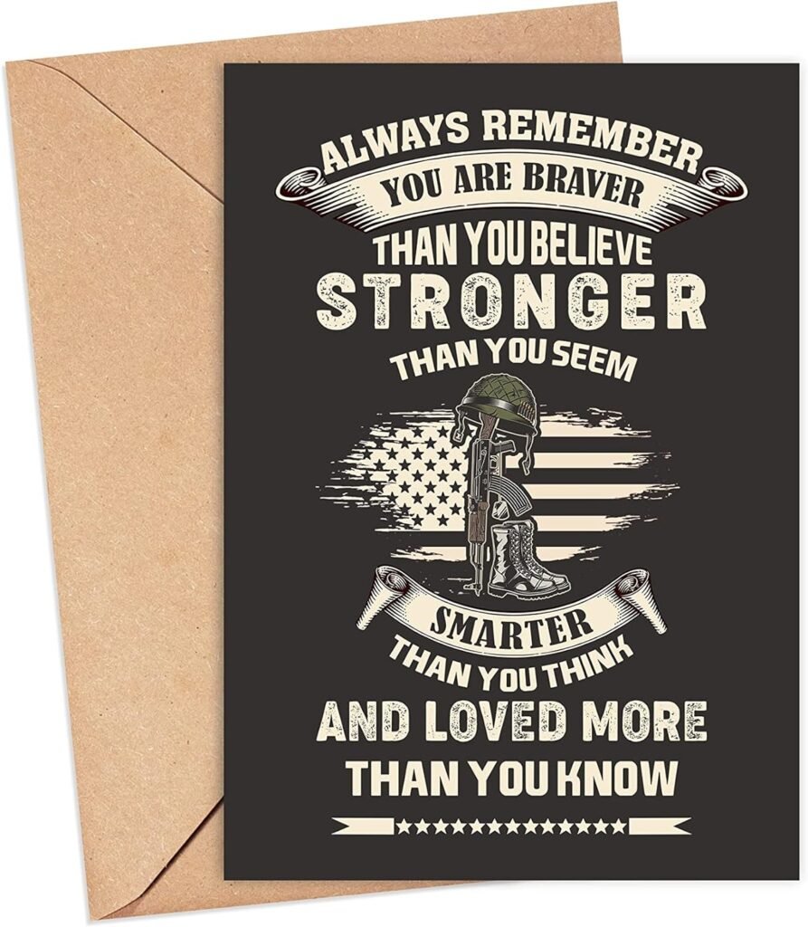Motivational Card For Soldier - Veteran With Envelope - A Great Inspirational Card To Show Appreciation For A Militar On A Special Day - Birthday - Retirement - Graduation