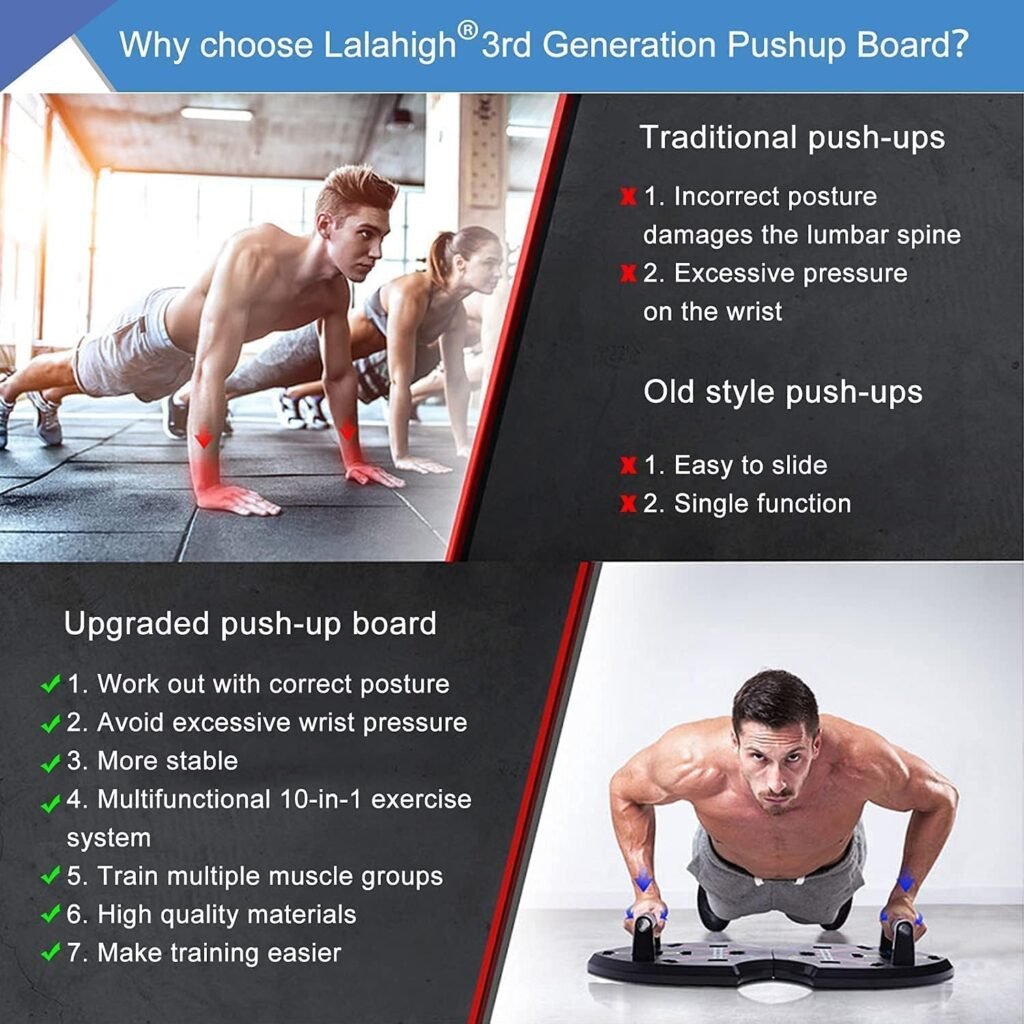 Upgraded Push Up Board: Multi-Functional Push Up Bar with Resistance Bands, Portable Home Gym, Strength Training Equipment, Push Up Handles for Perfect Pushups, Home Fitness for Men and Women