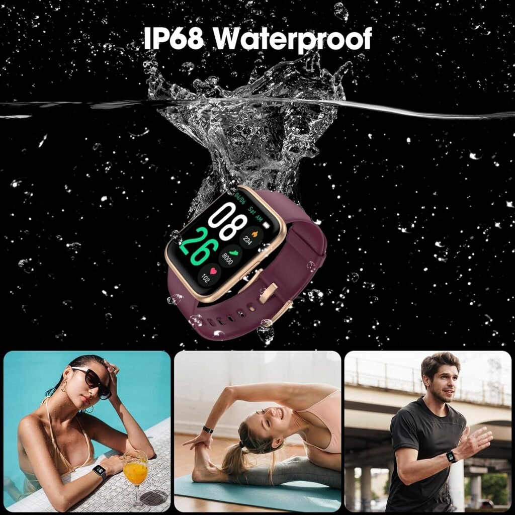 EURANS Smart Watch 41mm, Full Touchscreen Smartwatch, Fitness Tracker with Heart Rate Monitor  SpO2, IP68 Waterproof Pedometer Watch for Women Men Compatible with iOS  Android Phones