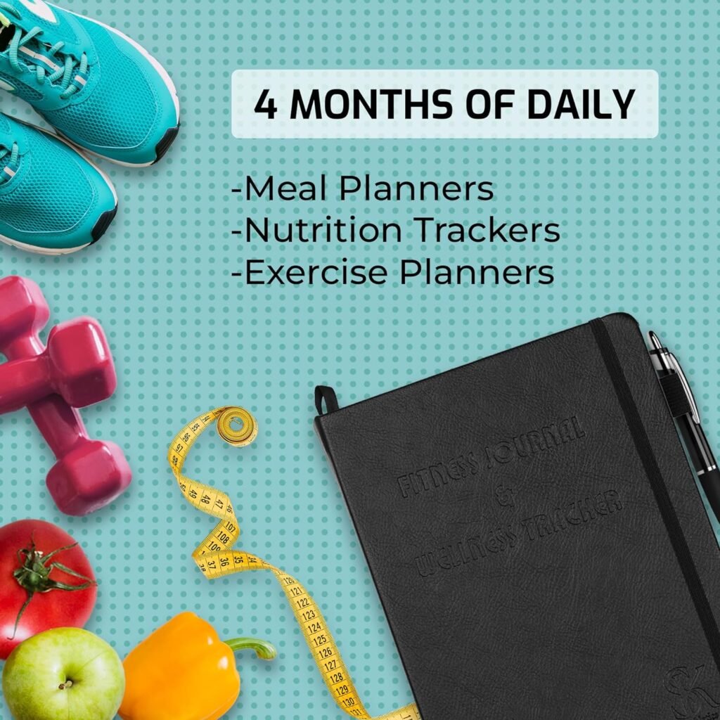 Food  Fitness Journal for Women and Men with Daily Planner | Workout Journal for Men  Gym Journal | Weight Loss  Fitness Planner | The Most Comprehensive of Gym Accessories for Women | 4-Month Workout Planner