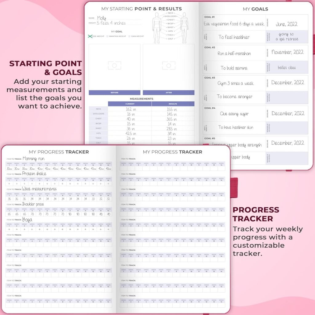 Clever Fox Fitness  Food Journal – Nutrition  Workout Planner for Women  Men – Diet  Gym Exercise Log Book with Calendars, Diet  Training Trackers - Undated, A5 Size, Hardcover (Rose Gold)