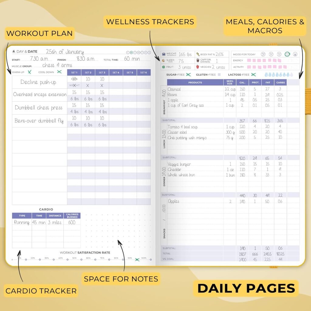 Clever Fox Fitness  Food Journal – Nutrition  Workout Planner for Women  Men – Diet  Gym Exercise Log Book with Calendars, Diet  Training Trackers - Undated, A5 Size, Hardcover (Rose Gold)