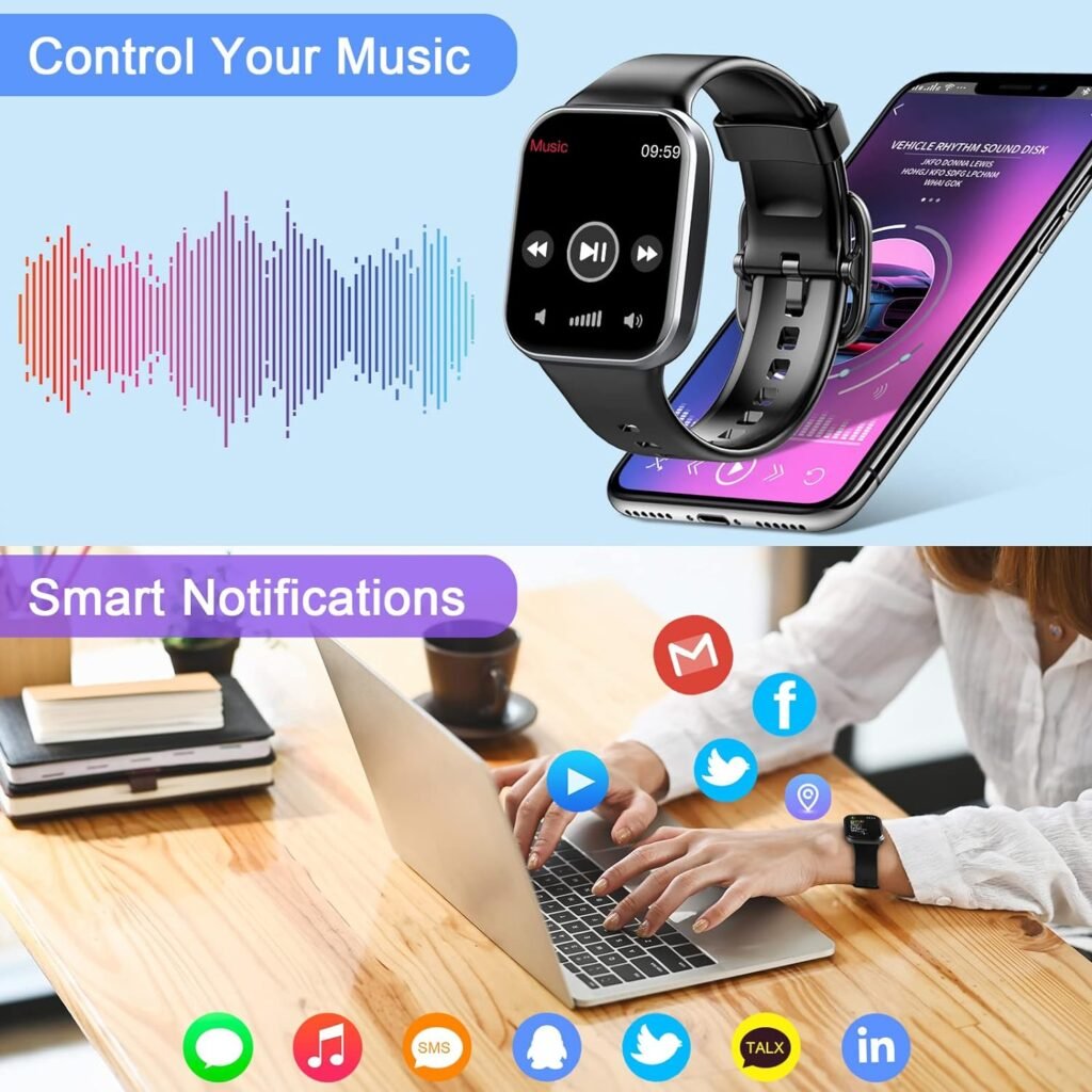 Smart Watch, 2023 Fitness Tracker Watch for Men Women, 1.69 Touch Smartwatch Fitness Watch with Heart Rate Monitor/Pedometer/Sleep Monitor, 25 Sports Waterproof Activity Tracker for Android Molocy