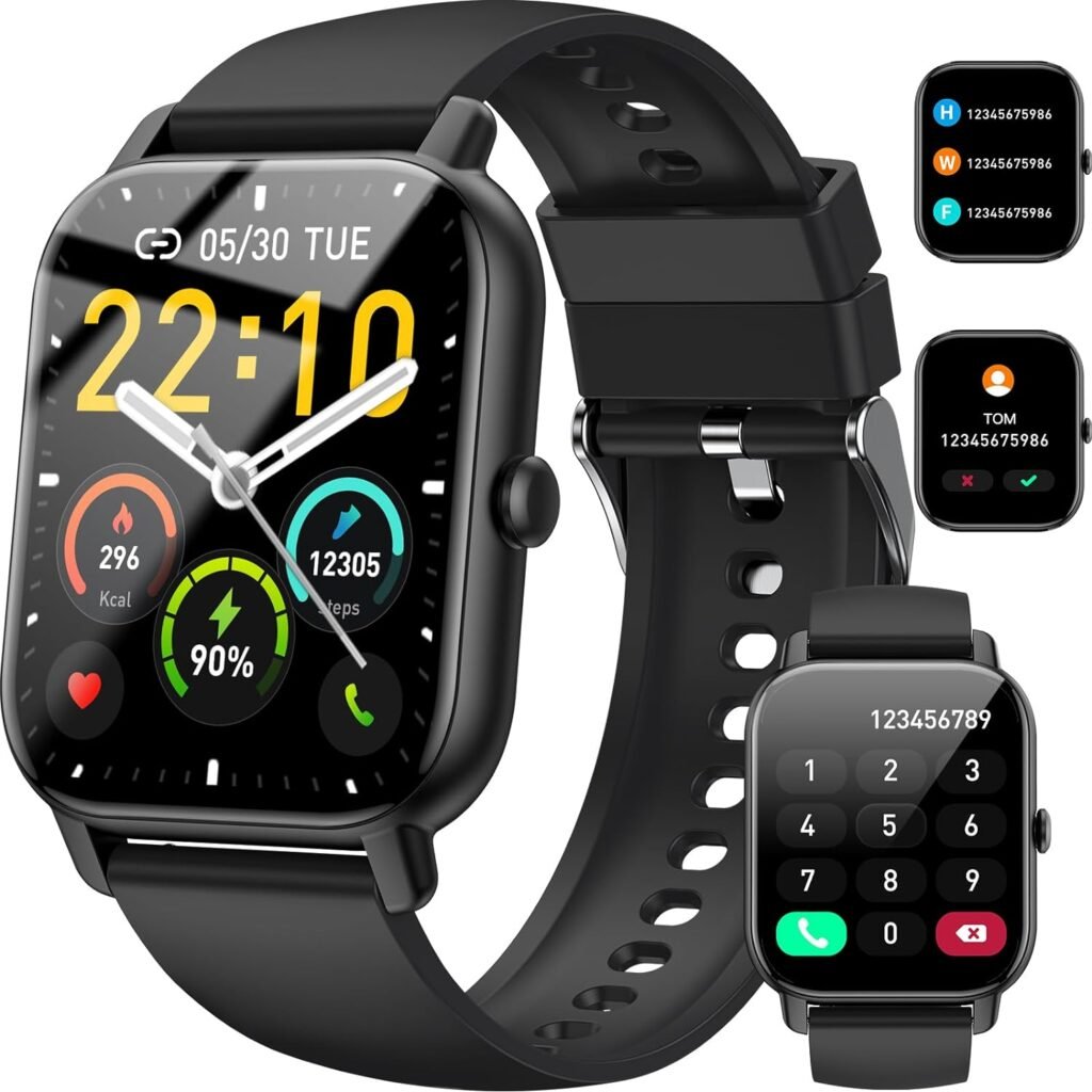 Smart Watch(Answer/Make Call), 1.85 Smartwatch for Men Women IP68 Waterproof, 110+ Sport Modes, Fitness Activity Tracker, Heart Rate Sleep Monitor, Pedometer, Smart Watches for Android iOS, 2023
