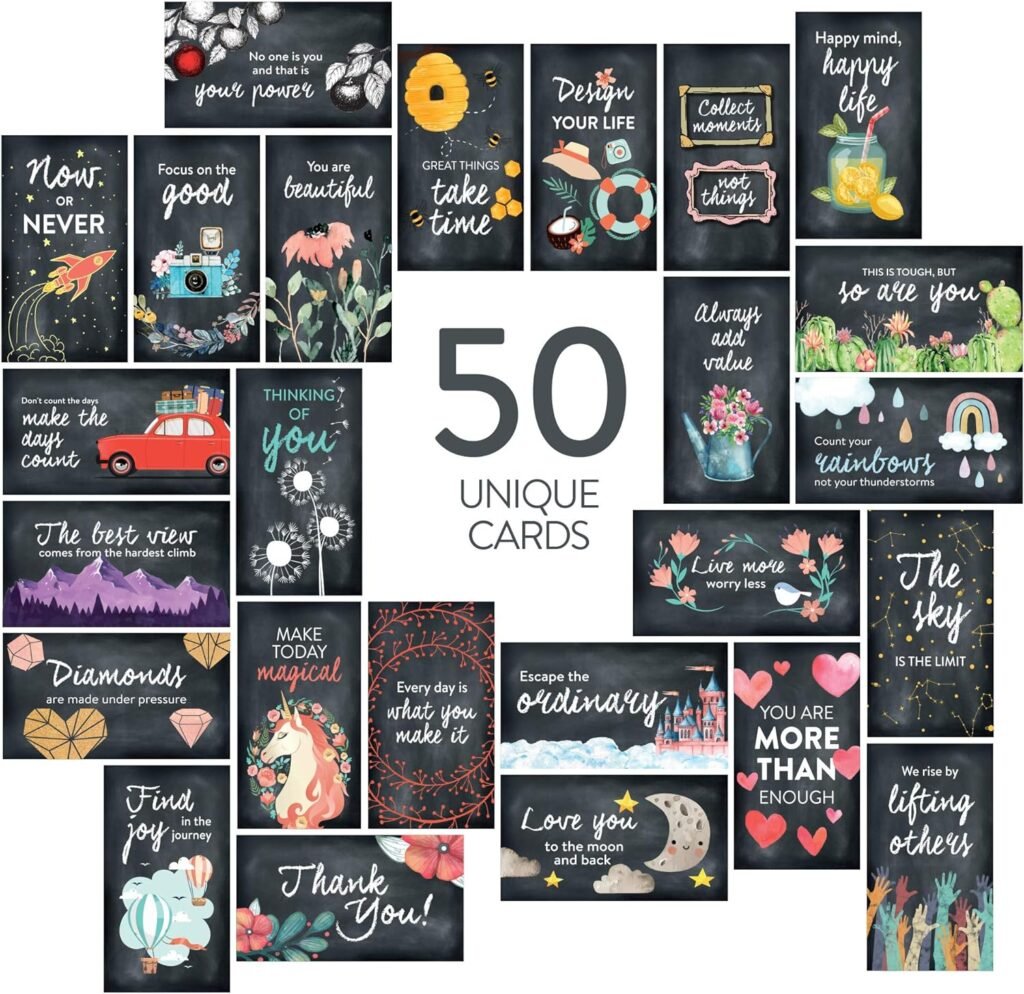 DIVERSEBEE 60 Pack Assorted Inspirational Kraft Cards - Motivational Kindness Mini Note Cards, Encouragement Affirmation Card Set, 60 Unique Motivational Quotes - Business Card Size (Kraft)