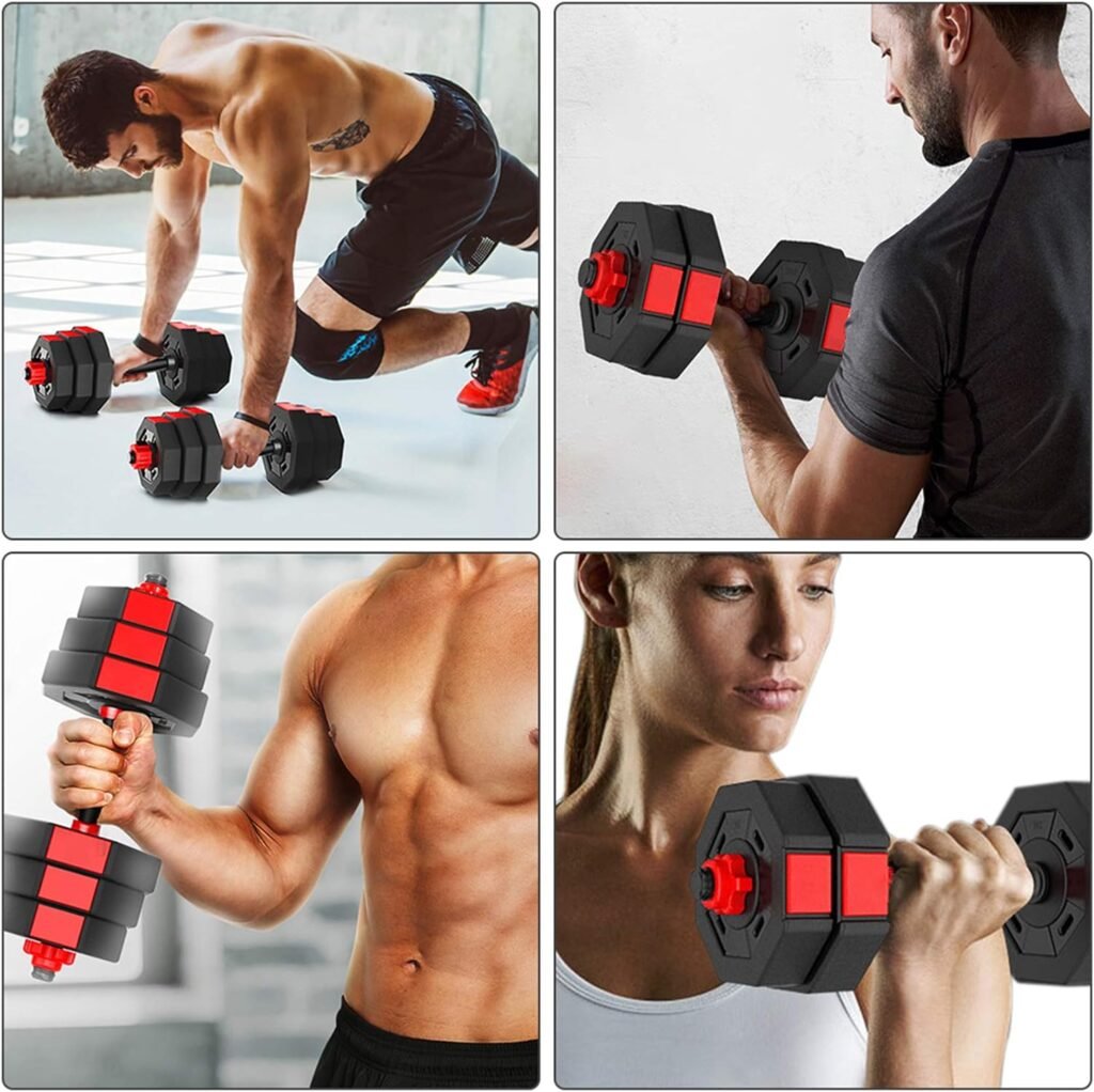 Dumbbells Set, Adjustable Weights 3-in-1 Set Barbell 44Lb/66Lb, Home Gym Equipment for Men Women Gym Workout Fitness Exercise with Connecting Rod