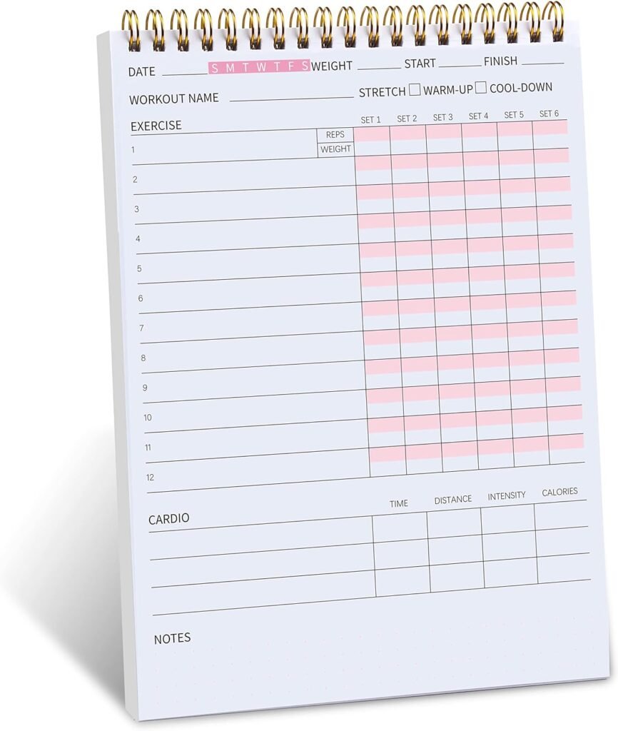 Fitness Journal Workout Planner Notepad For Women  Men Weight Loss,Daily Gym,Exercise Goals,Bodybuilding Progress,Wellness Tracker,6.7 X 9.4 inches, 60 sheets