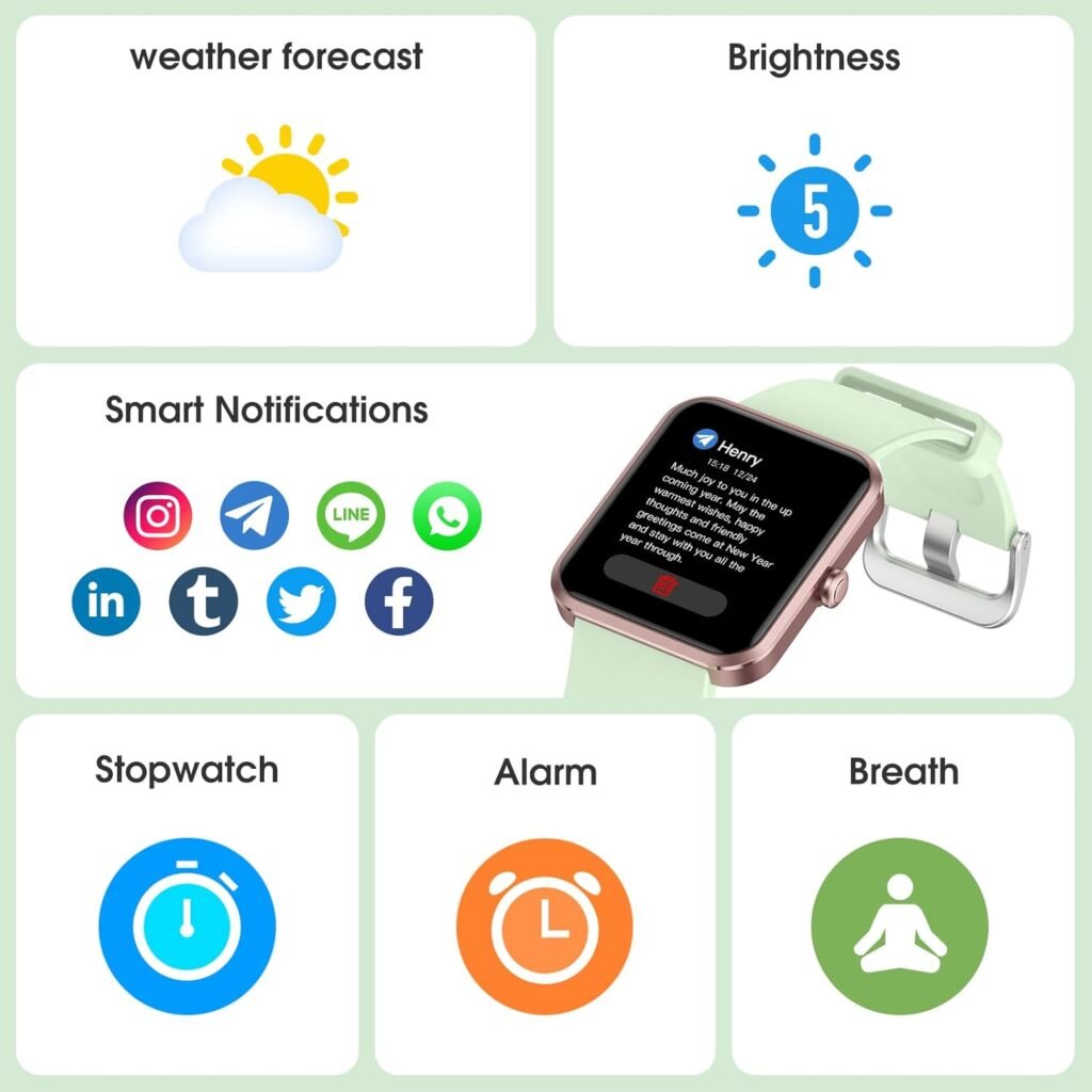 Smart Watch, Fitness Tracker with Heart Rate, SpO2 and Sleep Monitor, 42mm Swimming Waterproof Watch, Fitness Watches for Women Men, Step Tracker, Smartwatch Compatible with iOS Android Phones