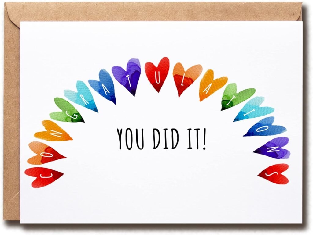 You Did It - Congratulations You Did It Card. Rainbow Congratulations Greeting Card. Well Done Handmade Card - Meaningful Greeting Cards.