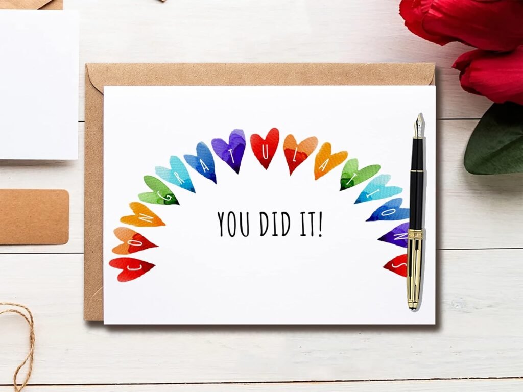 You Did It - Congratulations You Did It Card. Rainbow Congratulations Greeting Card. Well Done Handmade Card - Meaningful Greeting Cards.